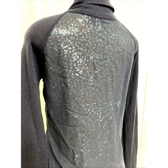 Patrizia Pepe Sera Cardigan Sweater Sequin Wool Silk Long Sleeve Navy Blue Zip S - Picture 4 of 8